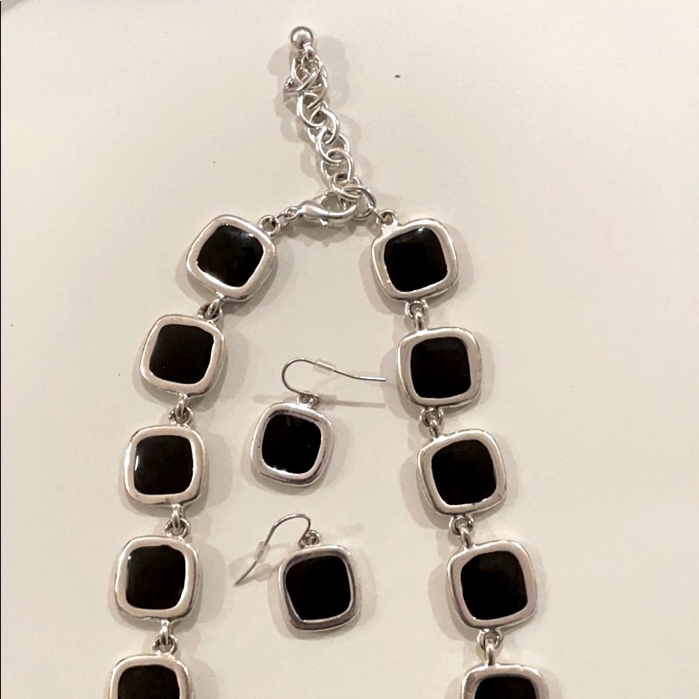Black/Tan Enamel Necklace